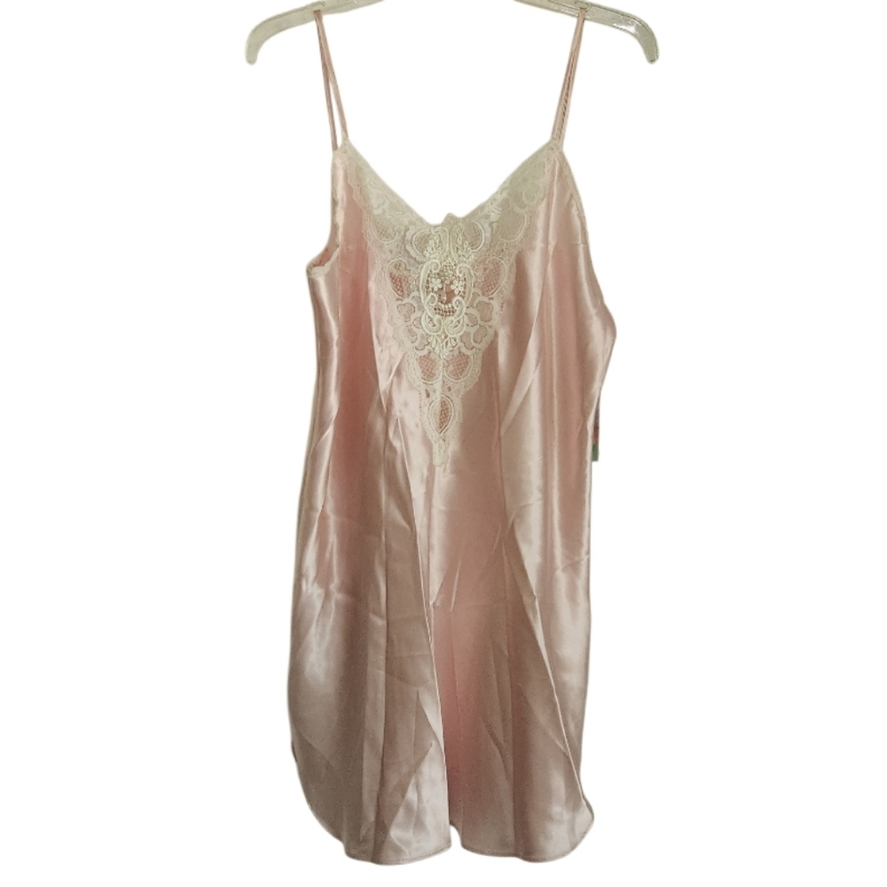 Elegant Pink Lace Slip Night Gown Sz Med Nwt